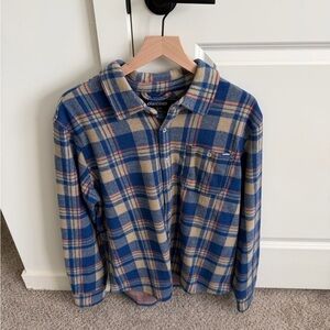 Chubbies Blue and Tan Plaid Fleece Shirt - Men Medium
